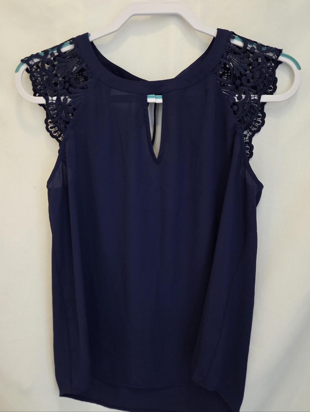 NWT Express Navy Lace Sleeve Sleeveless Blouse - Women